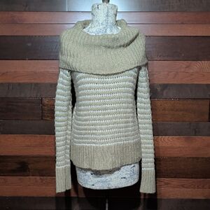 DKNY Tan and Cream Off-Shoulder Sweater